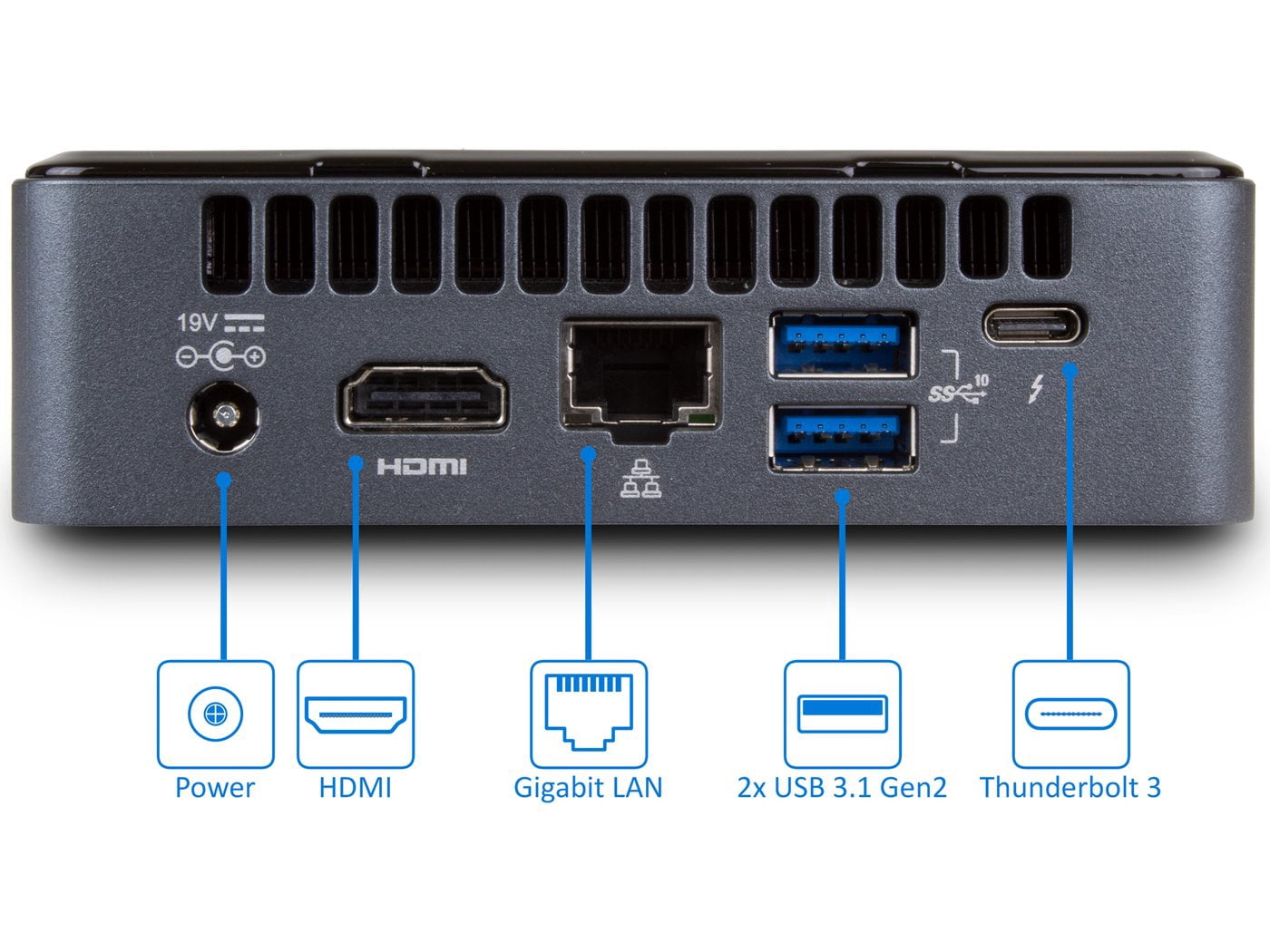 UsedIntel NUC8i7BEK Mini PC, Intel Core i7-8559U Upto 4.5GHz, 32GB RAM, 2TB NVMe SSD, HDMI, Thunderbolt, Card Reader, Wi-Fi, Bluetooth, Windows 10 Pro