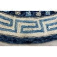 thumbnail image 4 of LR Home Fret Blue 3 ft. Round Floral Border Wool Area Rug, 4 of 7