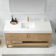 thumbnail image 5 of Vinnova Alistair 60" White Stone Top Oak Single Vanity Gold Frame with Mirror, 5 of 16