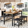 thumbnail image 4 of LinkRomat Dining Room Table Set for 4, 4-Piece Table Set with Upholstered Bench & 2 Short Stools, Rectangular Kitchen Table Set with Storage Rack, 4 of 7