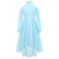 thumbnail image 3 of inlzdz Kids Shiny Rhinestone Princess Party Dress Halter Neck Long Sleeve Wedding Flower Girl Light Blue 16, 3 of 7