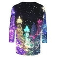thumbnail image 5 of Cavosen Christmas 3/4 Sleeve Shirts for Women Glitter Xmas Tree Print Blouse Round Neck Tops Festival Fashion Shirts Vacation Holiday Tee Cute Going Out Party Clothes, 5 of 5