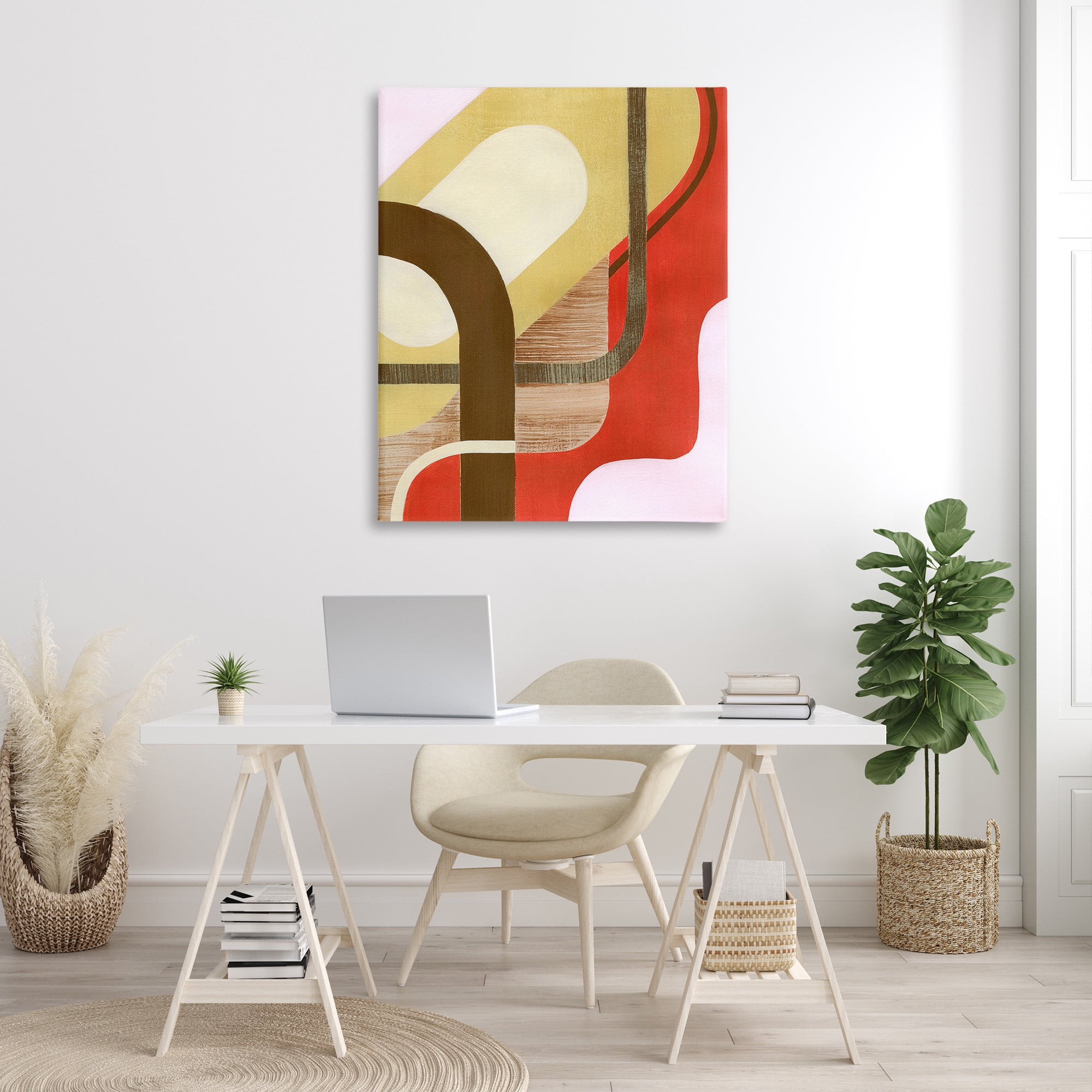 Stupell Industries Wavy Retro Shapes Abstract Painting Gallery Wrapped Canvas Art Print Wall Art, 36 x 48