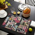 thumbnail image 4 of Pioneer Flower Floral Print Pattern Summer Placemats Table Placemats Set Of 4-Linen Kitchen Washable Placemats Table Mats 12x18 Inch Non-Slip Heat Resistant, 4 of 5