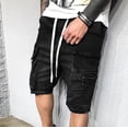 thumbnail image 6 of DDAPJ pyju Mens Jean Shorts Multi Pocket Cargo Jean Shorts Casual Solid Color Elastic Waist Drawstring Stretch Denim Shorts, 6 of 7