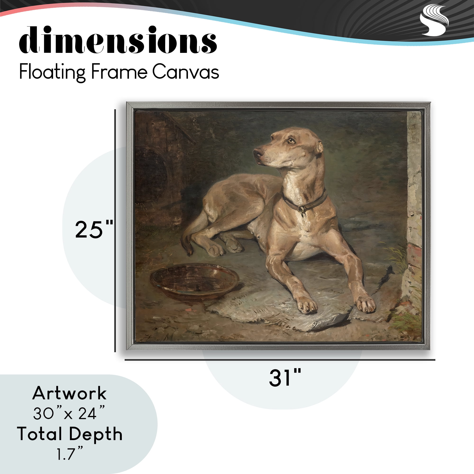 Stupell Industries Historical Dog & Bowl Gray Framed Floater Canvas Wall Art, design by Lil' Rue