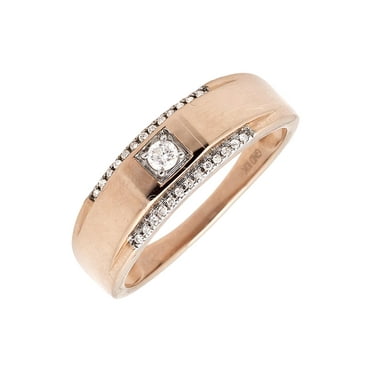10K Rose Gold Solitaire Accent Diamond 6MM Wedding Ring Band 0.25ct.