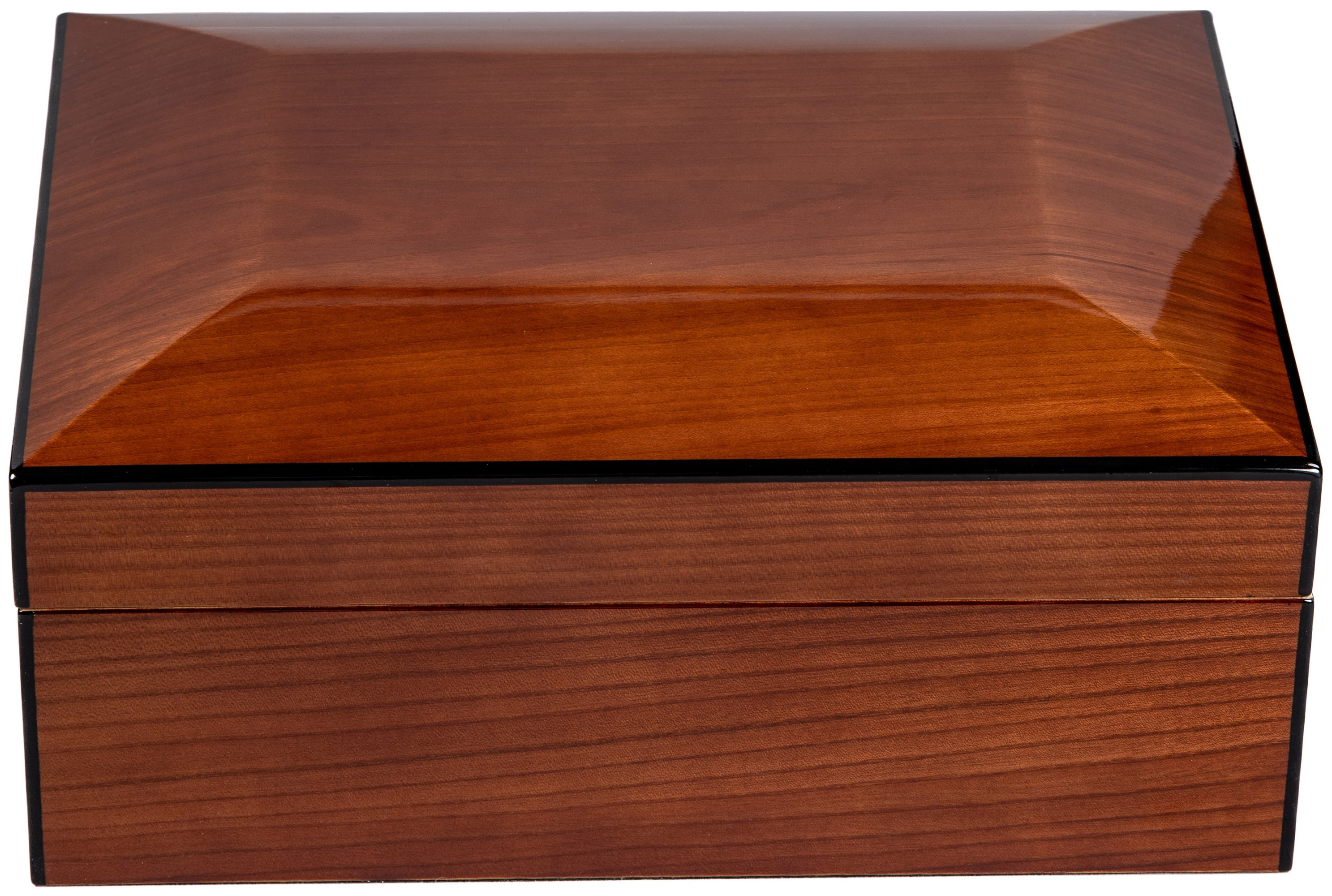 Napoli Dome Shaped Top Cigar Humidor - High Gloss Walnut Burl Finish - Capacity: 75