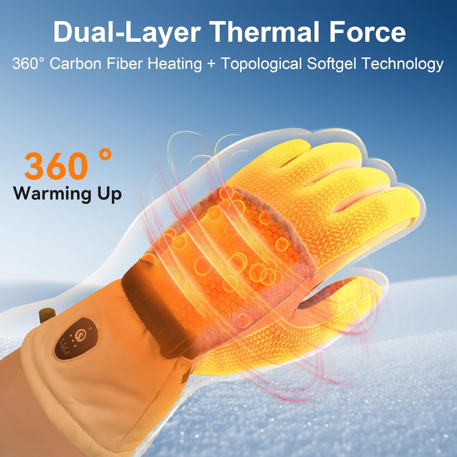SAVIOR HEAT Heated Gloves for Men Women, EH 8 Pro Electric Leather Ski Gloves for Extreme Cold -5℉, Aero-Grade Aerogel 3M Insulation, 3000mAh Rechargeable Battery Waterproof for Skiers