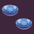 thumbnail image 3 of Renovator's Supply Frosted Blue Mini Bowl Tempered Glass Vessel Sink with Drain Set of 2, 3 of 8