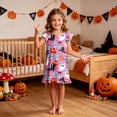 thumbnail image 2 of Leey-World Halloween Toddler Pajamas Girls Cute Halloween Nightgown Dress Flutter Short Sleeves 2-10 Years Soft Casual Dress, 2 of 7
