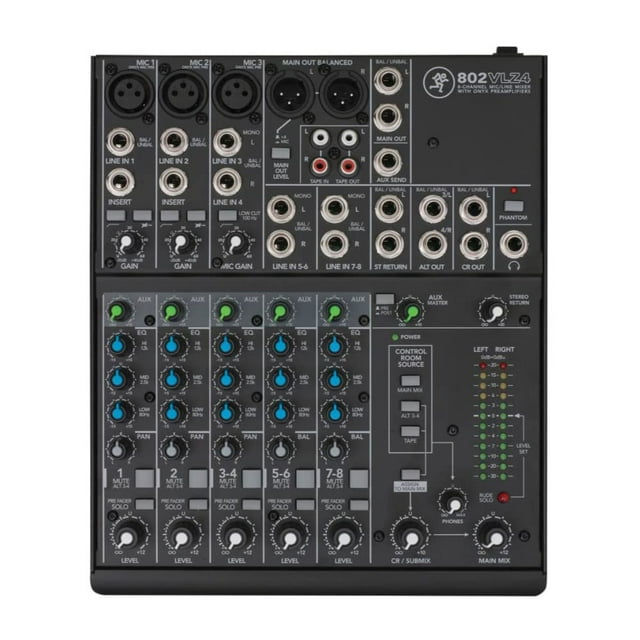 Mezclador Mackie 802VLZ4 Ultra Compact de 8 canales con preamplificadores Onyx