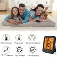 thumbnail image 3 of Digital Hygrometer Thermometer, 2 Pack Indoor Thermometer Room Thermometer Hygrometer Humidity Meter Temperature Humidity Monitor with Backlight, Large LCD Display, Black, COOSERRY, 3 of 7