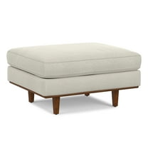 Simpli Home Morrison 33 inch Wide Mid-Century Modern Table Ottoman in Cream White Woven-Blend Fabric