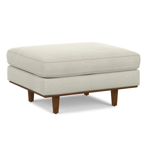 Simpli Home Morrison 33 inch Wide Mid-Century Modern Table Ottoman in Cream White Woven-Blend Fabric