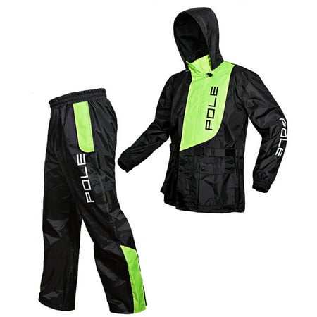 T&B Men's Cycling Rain Suit Motorcycle Rain Jacket Raincoat Pants Rain Wear (L,