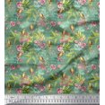 thumbnail image 1 of Soimoi Velvet Fabric Leaves,Floral & Yellow Cardinal Bird Print Fabric by The Yard 58 Inch Wide, 1 of 1