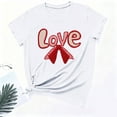 thumbnail image 6 of Ounisa Womens Tops Love Heart Letters Bow Shirts Short Sleeves Valentines Crewneck Colorful Heart Graphic Tees Pullover, 6 of 6