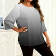 thumbnail image 4 of Tops for Women Long Sleeved Gradient Round Neck Home Casual T-Shirt Black L, 4 of 6