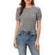 thumbnail image 1 of INSPIRAR CHIC Blusas de Cuello Redondo de Manga Corta con Volantes de Gingham Vintage para Mujeres 2XL Negro, 1 of 6