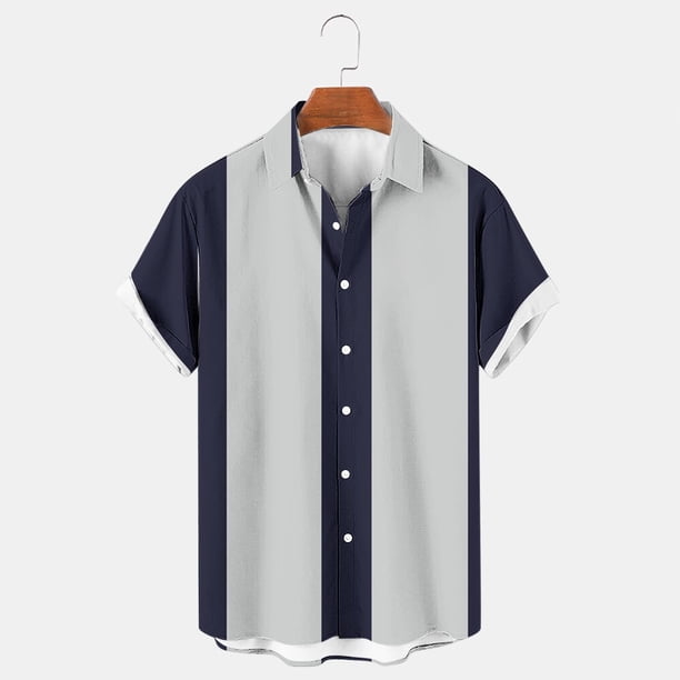 pstuiky camisetas de hombre, Camisa deportiva informal de manga corta para hombre, estilo ejecutivo, con solapa y estampado ropa de hombre m
