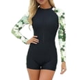 thumbnail image 3 of TaTaai Women Printed Long Sleeve One Piece Wetsuit Zip Up Modest Surf Swimsuit Stretch Ladies Diving Beach Wear UV Protection Quick-Drying Comfortable Swimwear Gift, 3 of 7
