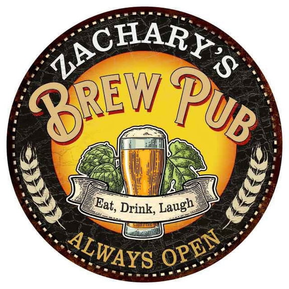 ZACHARY'S Beer Pub Man Cave Metal Sign Home Decor 14 inch Round 100140025457