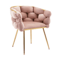 thumbnail image 4 of Tcbosik 2 Pack Velvet Accent Chairs with Gold Metal Legs, Modern Upholstered Dining Chair, Comfy Armchair for Living Room, Bedroom, Pink, 4 of 10