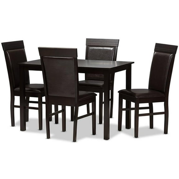 Bowery Hill 5 Piece Dining Set in Dark Brown