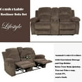 thumbnail image 6 of 3 Piece Manual Recliner Sofa Couch, Home Theater Seating with Cup Holders, Living Room Furniture Sofa Set for Home Office, 6 of 6