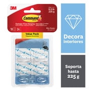 Gancho Adhesivo Removible, Mini, Transparente, 18 piezas, Resiste hasta 225gr