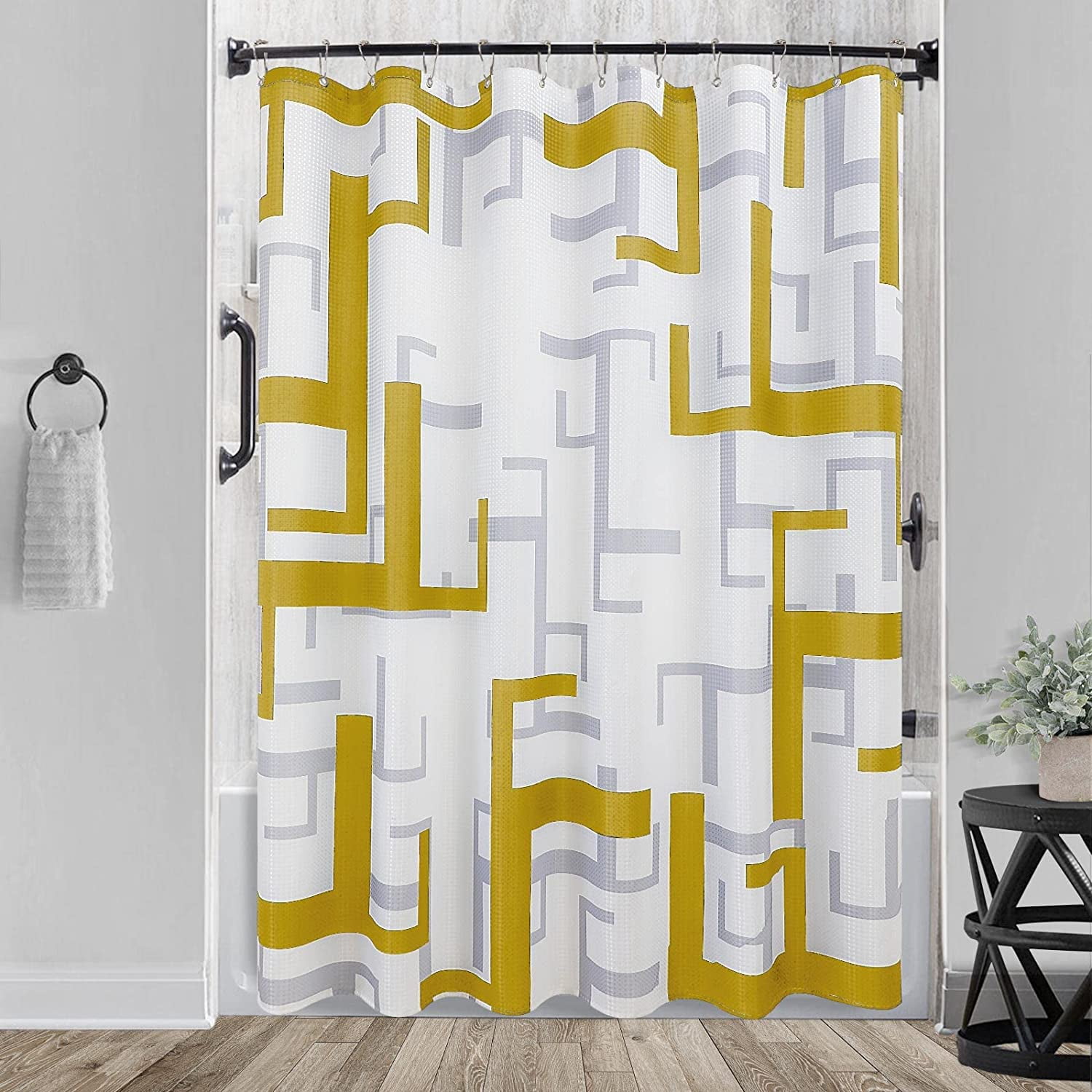 Gold Shower Curtain Simple Classy Neutral Contemporary Waterproof