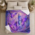 thumbnail image 5 of Purple Butterfly Golden Filigree Scene, Ethereal Fantasy Style for Butterfly Lovers, Pumpkin Armchair Display and Halloween Gift, Cozy Flannel Blanket, Home Decor, 5 of 9