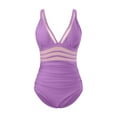 thumbnail image 4 of RUTAYY Women's One Piece Swimsuits Solid Color Bikini Shirred Tank Breathable Comfortable Vintage Sport Bathing Suit, 4 of 4