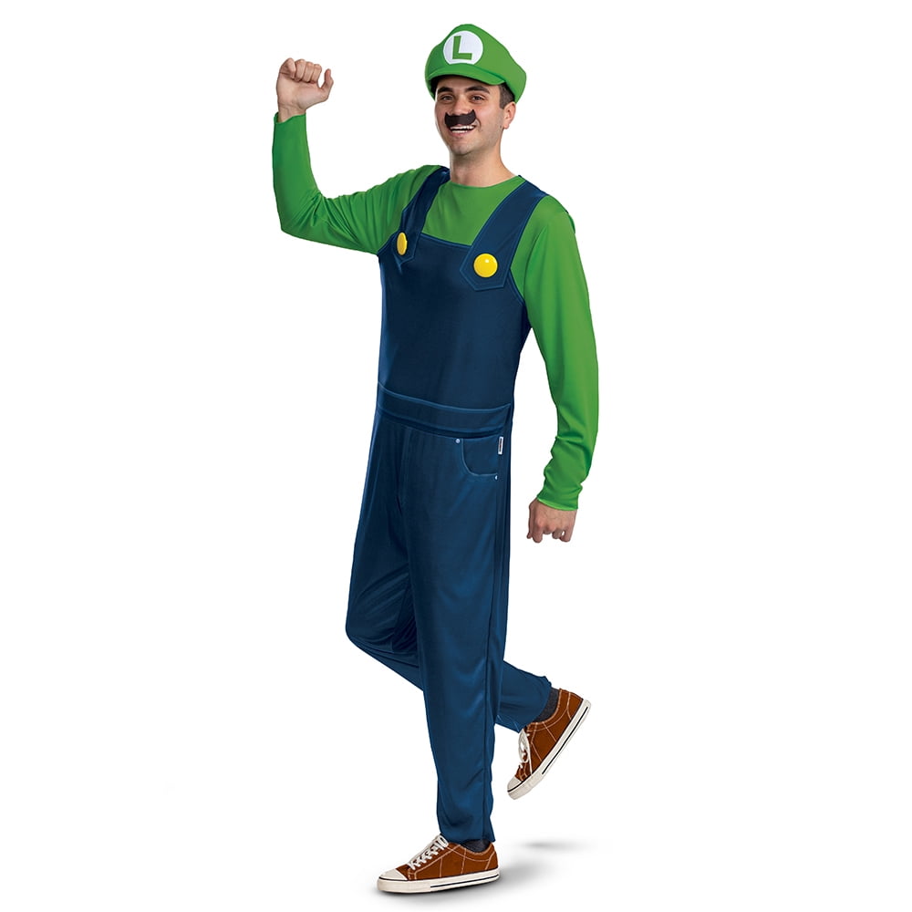 Super Mario Luigi Halloween Costume for Adults, Adult Size L, by Disguise