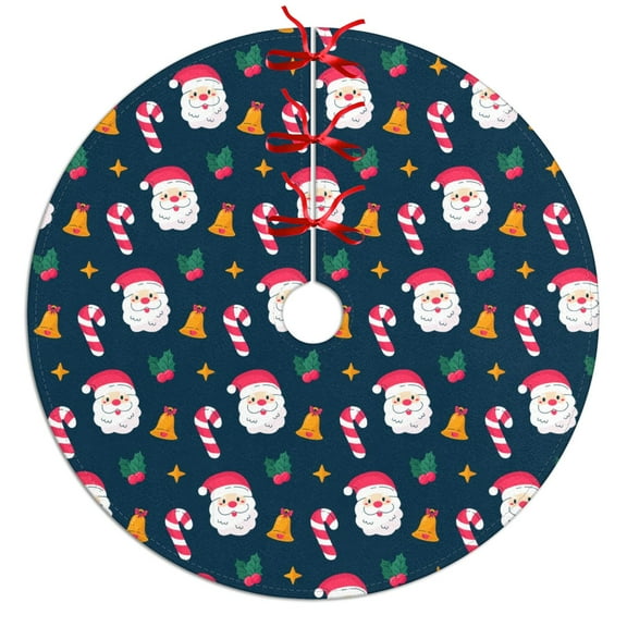 30 Inch Christmas Tree Skirt – Velvet Plush Tree Mat, Soft Thickened Polyester with Red Ties, Single-Sided Printing, Available in 30in/36in/48in, Perfect for Holiday Xmas Tree Decoration