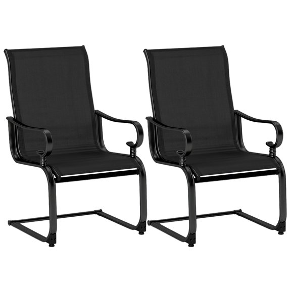 Costway 2pcs C-Spring Motion Patio Dining Chairs All Weather Heavy Duty Outdoor Black