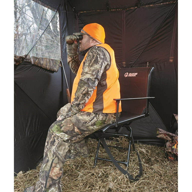 Guide Gear Big Boy Hunting Blind Chair, Portable Folding Seat for Shooting,  Comfortable Spin Swivel, 500-lb. Capacity