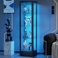 thumbnail image 4 of Glass Display Cabinet with 13-Color Light, 63" 4-Tier Curio Cabinet with Glass Door & Lock, Lighted Display Case with Adjustable Shelves for Collectibles Figures Trophy (Black), 4 of 18