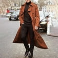 thumbnail image 2 of HaHaHappy Mens Trench Coat Double Breasted Long Jacket Casual Windbreaker Notched Lapel Belted Overcoat Orange L, 2 of 8