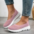 thumbnail image 2 of Women's Low Top Mesh Walking Tennis Shoes Lightweight Wedge Platform Non Slip Soft Sole Casual Sneakers Pink Size 6.5, 2 of 6
