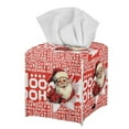 thumbnail image 7 of ZIATUBLE Christmas Santa Claus Square Tissue Box Cover Leather Tissue Box Holder with Snap Button Tissue Box Covers Pack Waterproof Napkin Organizer Dispenser Accessories Decor, 7 of 7