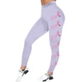 thumbnail image 5 of Leggings For Women Pink Ribbon Butterfly Print Breast Cancer Awareness 4-Way Stretch Casual Tummy Control Leggings, 5 of 5