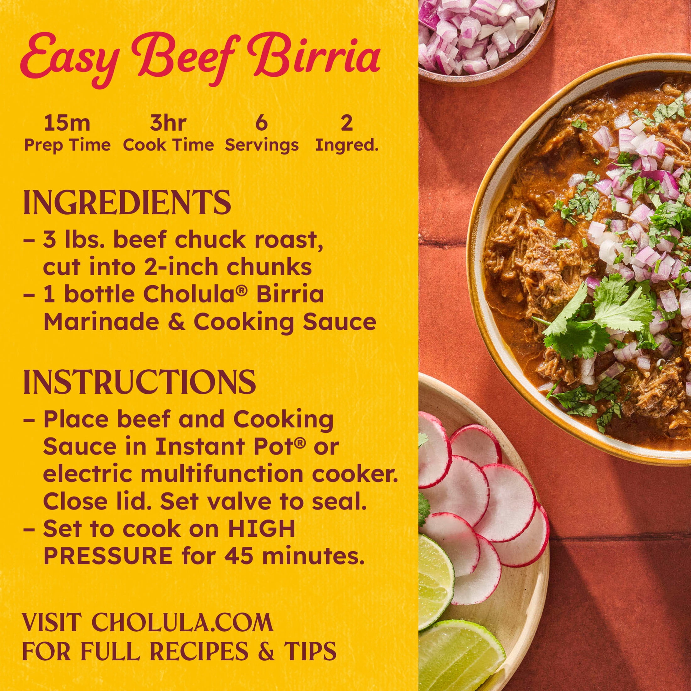 Cholula Birria Cooking & Simmer Sauce, 12.0 fl oz Bottle