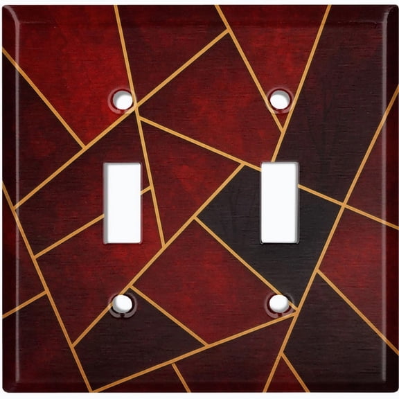 Metal Light Switch Wall Plate Outlet Cover (Printed Image of Red Abstract Tiles - Double Toggle)