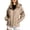 Khaki, variant on Women's Outdoor Water-Resistant Jacket Hooded with Drawwing Waist for Hiking Camping Running Trekking