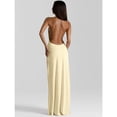 thumbnail image 3 of Halter Deep V Neck Backless Sexy Maxi Dress Women Gown Fashion Irregular Sleeveless Thigh High Split Club Party Dresses, 3 of 28