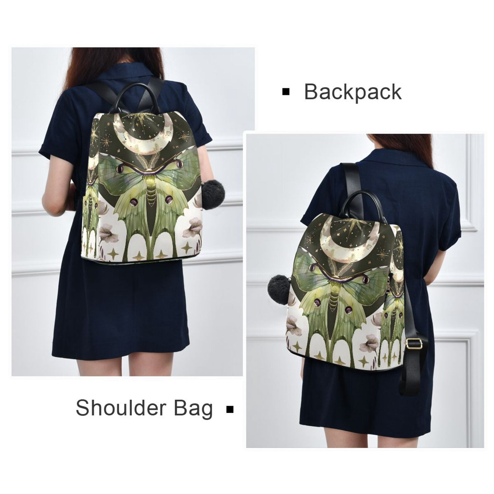 3131 Green Butterfly Moon Mini Backpack Purse Travel Bag Lightweight Loungefly Disney Princess Butterfly Mini Backpack  main image 4