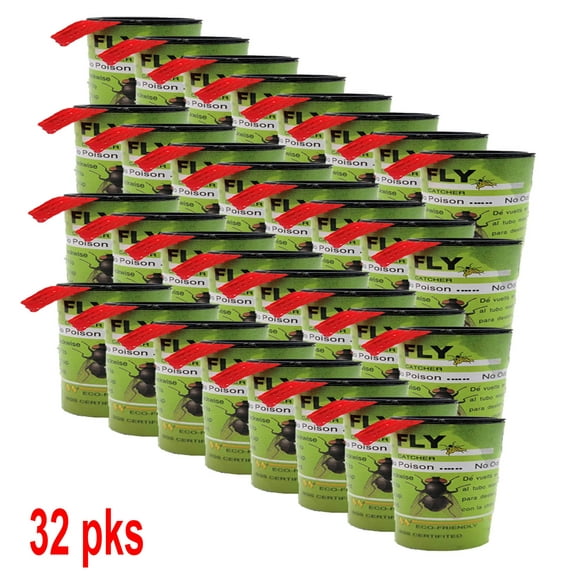 LIGHTSMAX Fly Catcher Trap, Fly Trap, Fly Bait, Fly Paper Ribbon, Sticky Fly Ribbons, Fly Paper Strips, Sticky Fly Strips, Flying Killer - 32PCS