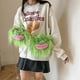 thumbnail image 2 of Bolso de mensajero creativo de chica monstruo de pelo largo lindo feo lindo bolso de muñeca de trenza larga bolso de muñeca fea femenina, 2 of 6